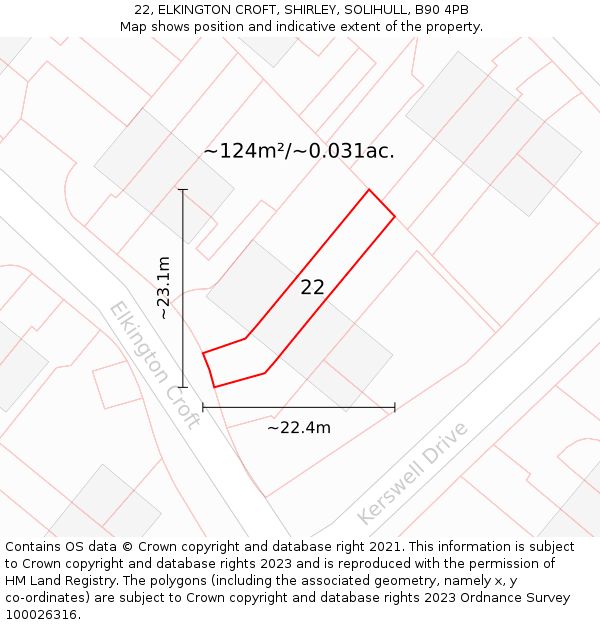22, ELKINGTON CROFT, SHIRLEY, SOLIHULL, B90 4PB: Plot and title map