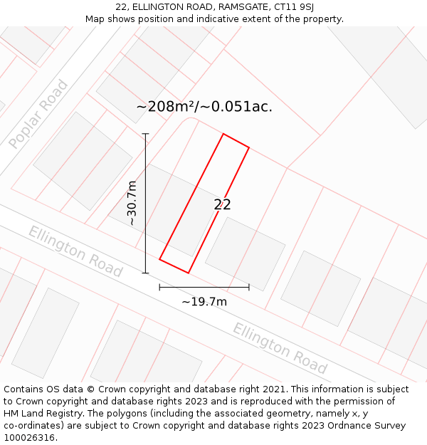22, ELLINGTON ROAD, RAMSGATE, CT11 9SJ: Plot and title map