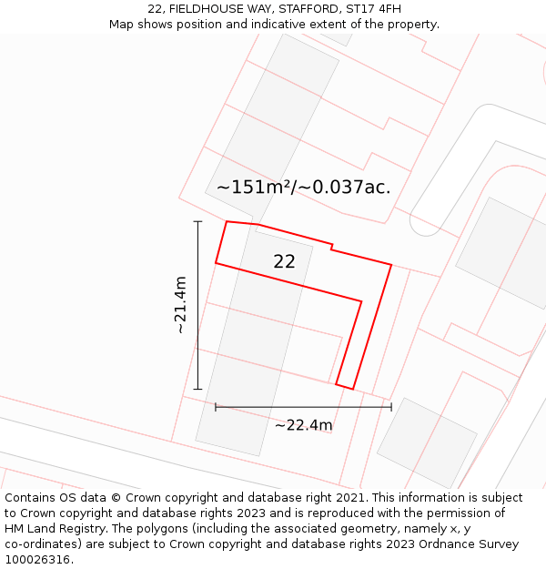 22, FIELDHOUSE WAY, STAFFORD, ST17 4FH: Plot and title map