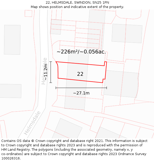 22, HELMSDALE, SWINDON, SN25 1PN: Plot and title map