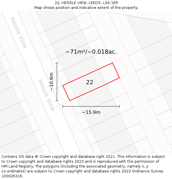 22, HESSLE VIEW, LEEDS, LS6 1ER: Plot and title map