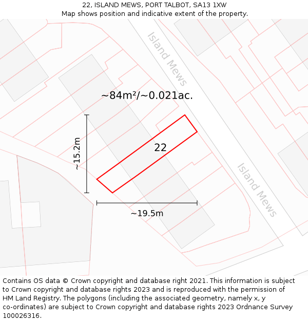 22, ISLAND MEWS, PORT TALBOT, SA13 1XW: Plot and title map