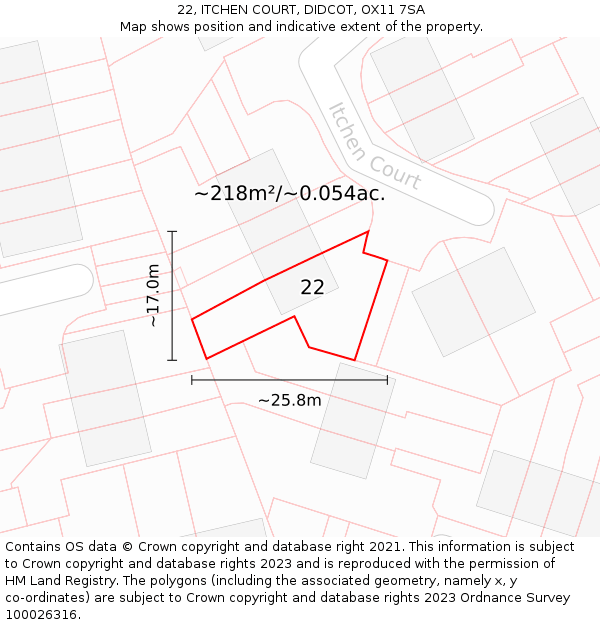 22, ITCHEN COURT, DIDCOT, OX11 7SA: Plot and title map