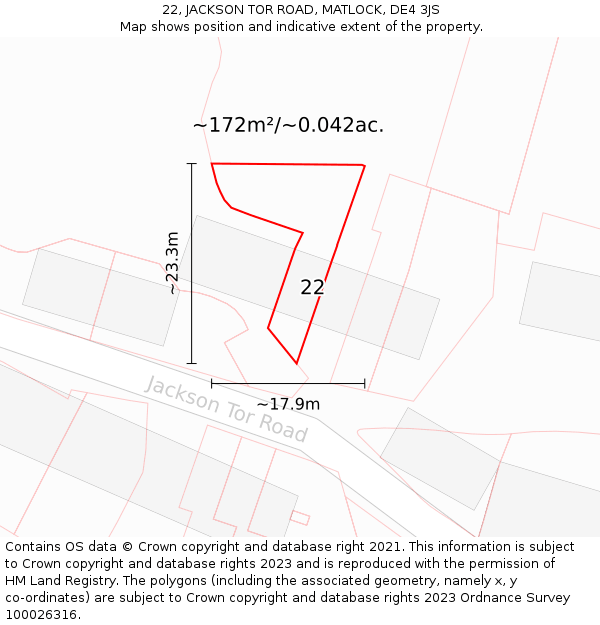 22, JACKSON TOR ROAD, MATLOCK, DE4 3JS: Plot and title map