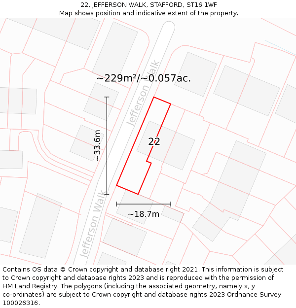 22, JEFFERSON WALK, STAFFORD, ST16 1WF: Plot and title map