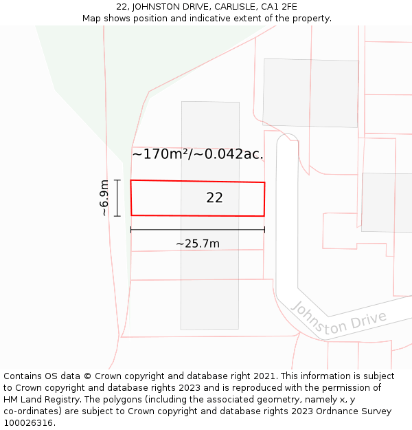 22, JOHNSTON DRIVE, CARLISLE, CA1 2FE: Plot and title map