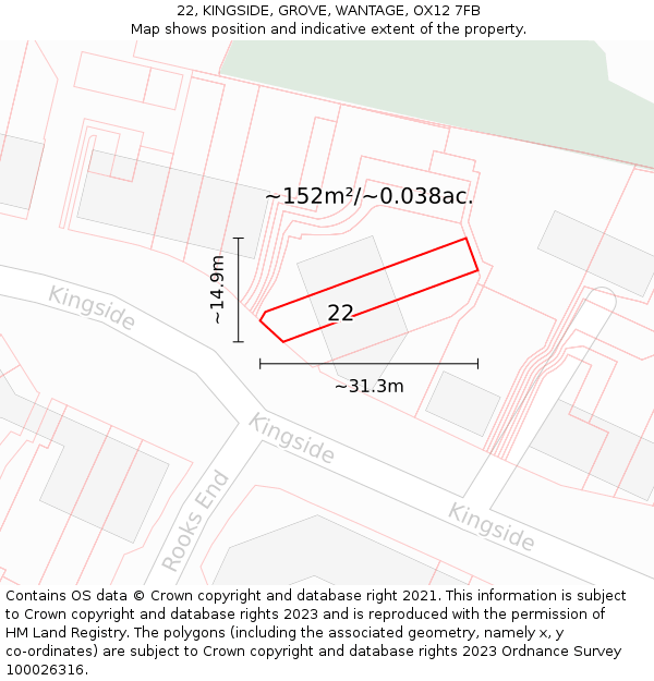 22, KINGSIDE, GROVE, WANTAGE, OX12 7FB: Plot and title map