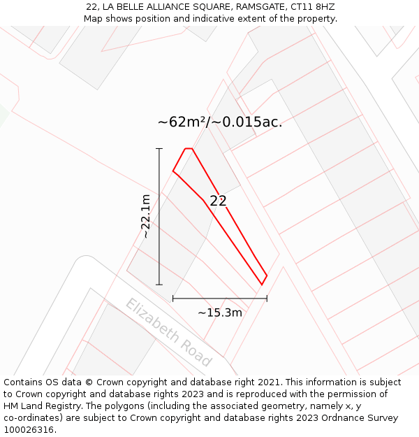 22, LA BELLE ALLIANCE SQUARE, RAMSGATE, CT11 8HZ: Plot and title map
