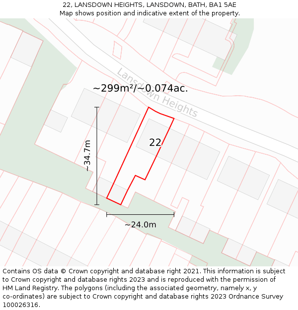 22, LANSDOWN HEIGHTS, LANSDOWN, BATH, BA1 5AE: Plot and title map