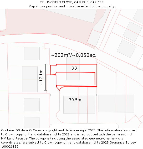 22, LINGFIELD CLOSE, CARLISLE, CA2 4SR: Plot and title map