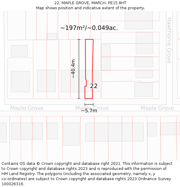 22, MAPLE GROVE, MARCH, PE15 8HT: Plot and title map