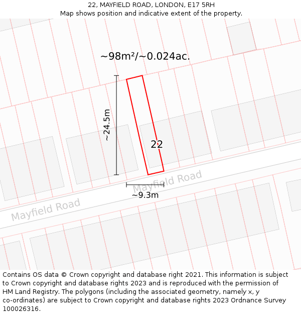 22, MAYFIELD ROAD, LONDON, E17 5RH: Plot and title map