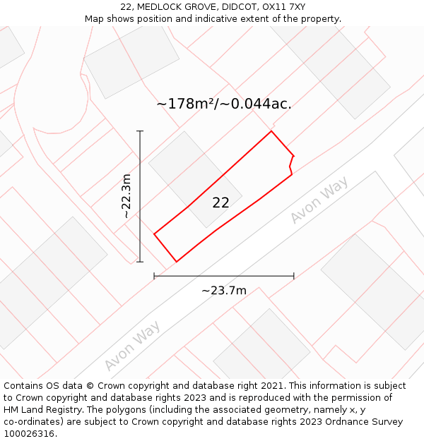 22, MEDLOCK GROVE, DIDCOT, OX11 7XY: Plot and title map
