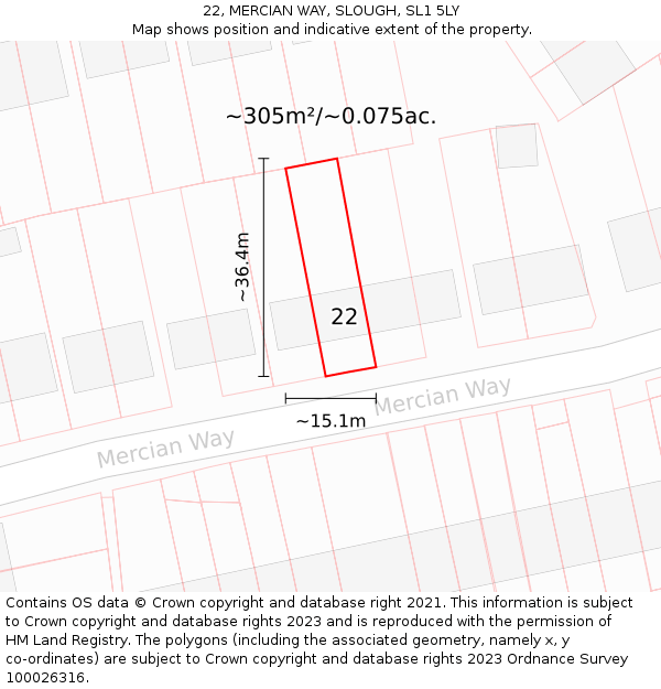 22, MERCIAN WAY, SLOUGH, SL1 5LY: Plot and title map