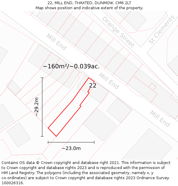 22, MILL END, THAXTED, DUNMOW, CM6 2LT: Plot and title map