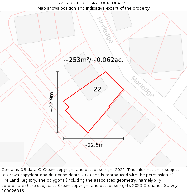 22, MORLEDGE, MATLOCK, DE4 3SD: Plot and title map