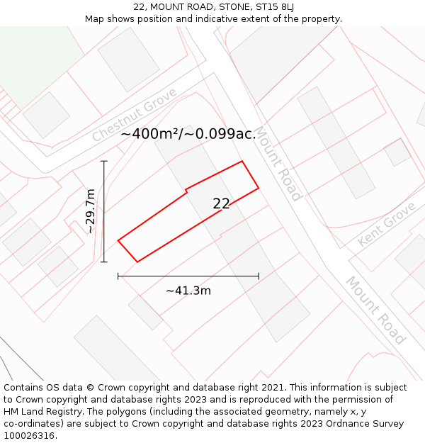 22, MOUNT ROAD, STONE, ST15 8LJ: Plot and title map