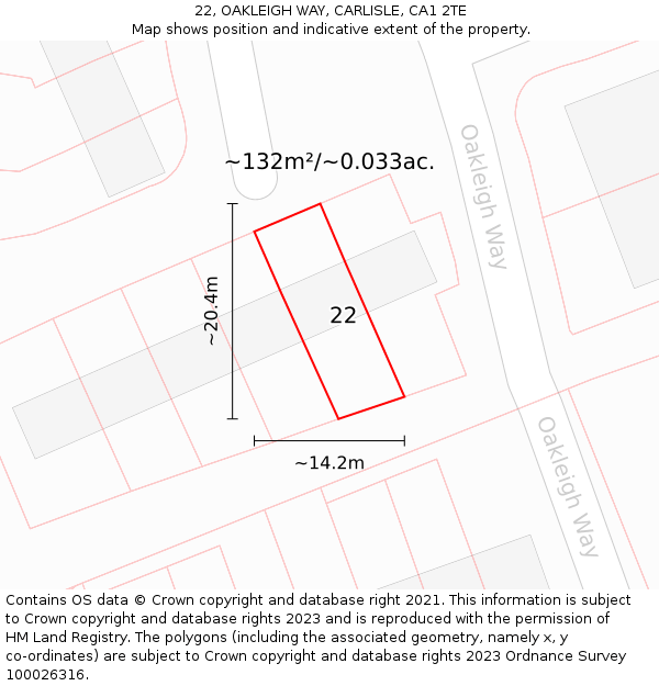 22, OAKLEIGH WAY, CARLISLE, CA1 2TE: Plot and title map