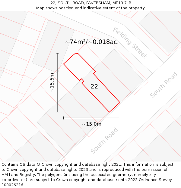 22, SOUTH ROAD, FAVERSHAM, ME13 7LR: Plot and title map