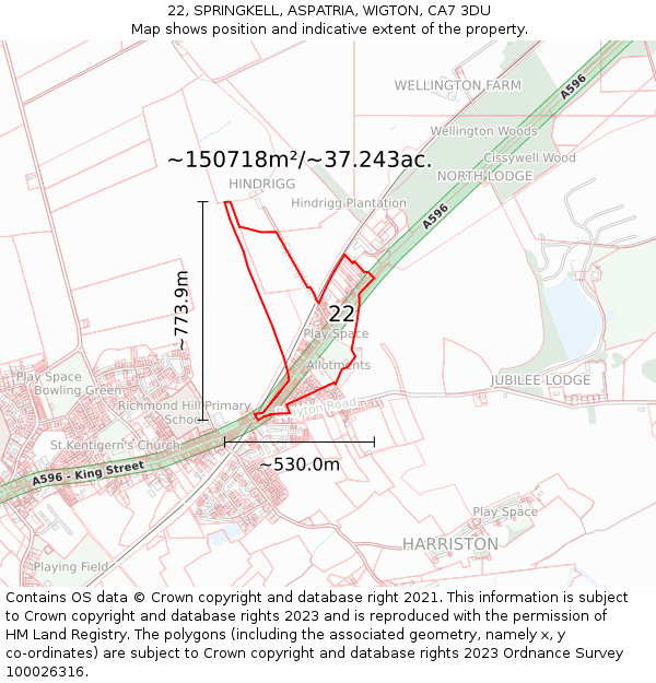 22, SPRINGKELL, ASPATRIA, WIGTON, CA7 3DU: Plot and title map