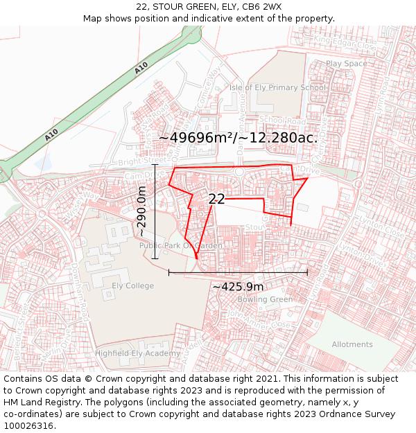 22, STOUR GREEN, ELY, CB6 2WX: Plot and title map