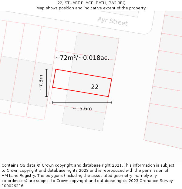 22, STUART PLACE, BATH, BA2 3RQ: Plot and title map