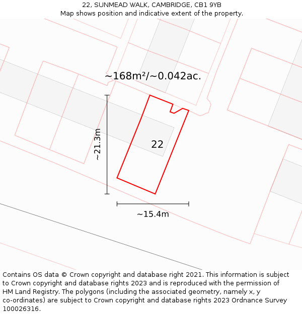 22, SUNMEAD WALK, CAMBRIDGE, CB1 9YB: Plot and title map