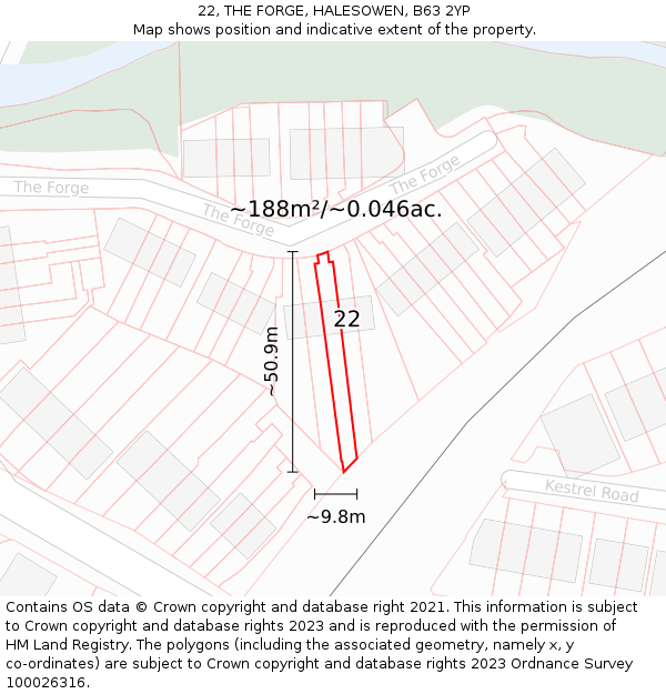 22, THE FORGE, HALESOWEN, B63 2YP: Plot and title map