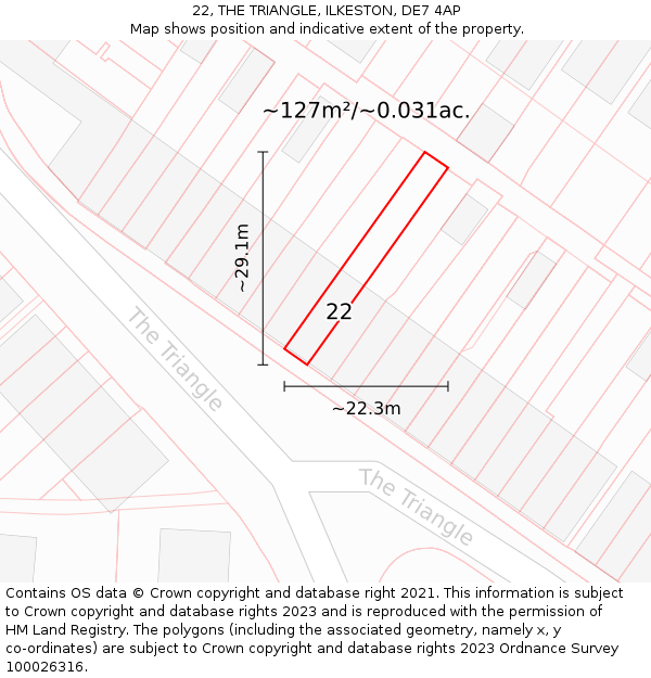 22, THE TRIANGLE, ILKESTON, DE7 4AP: Plot and title map