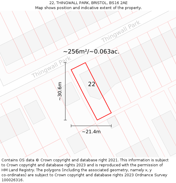 22, THINGWALL PARK, BRISTOL, BS16 2AE: Plot and title map
