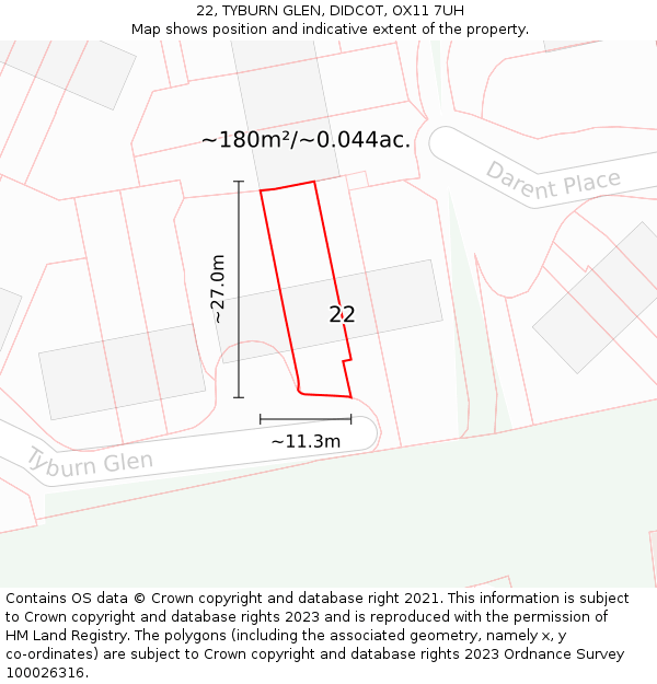 22, TYBURN GLEN, DIDCOT, OX11 7UH: Plot and title map