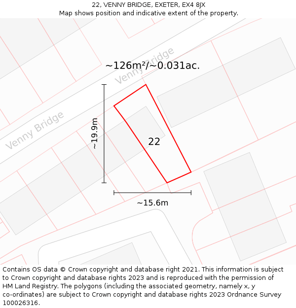 22, VENNY BRIDGE, EXETER, EX4 8JX: Plot and title map