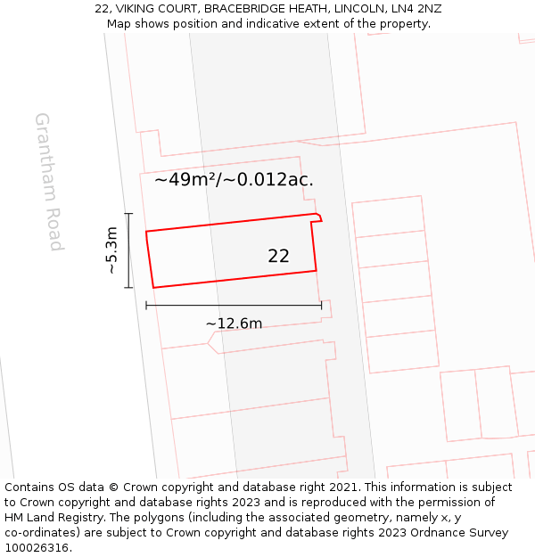 22, VIKING COURT, BRACEBRIDGE HEATH, LINCOLN, LN4 2NZ: Plot and title map