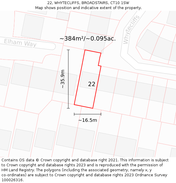 22, WHYTECLIFFS, BROADSTAIRS, CT10 1SW: Plot and title map