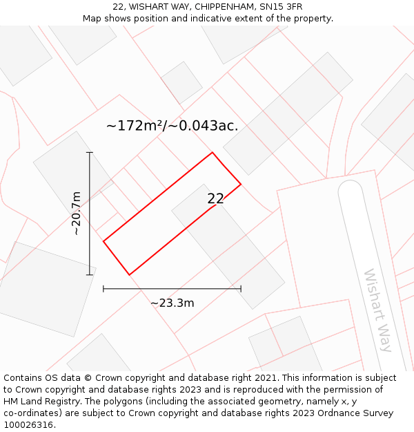 22, WISHART WAY, CHIPPENHAM, SN15 3FR: Plot and title map