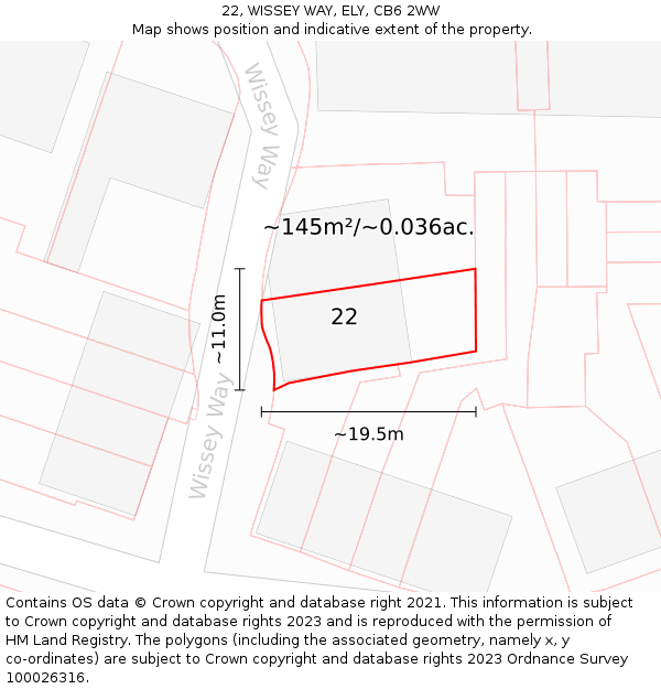 22, WISSEY WAY, ELY, CB6 2WW: Plot and title map