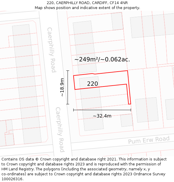 220, CAERPHILLY ROAD, CARDIFF, CF14 4NR: Plot and title map