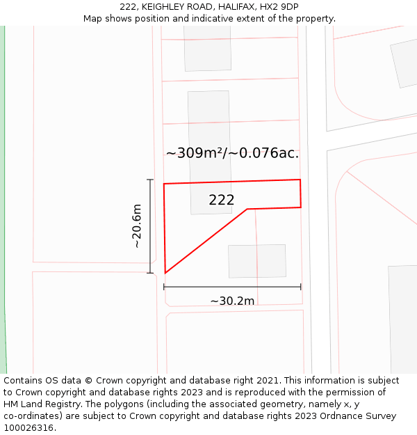222, KEIGHLEY ROAD, HALIFAX, HX2 9DP: Plot and title map
