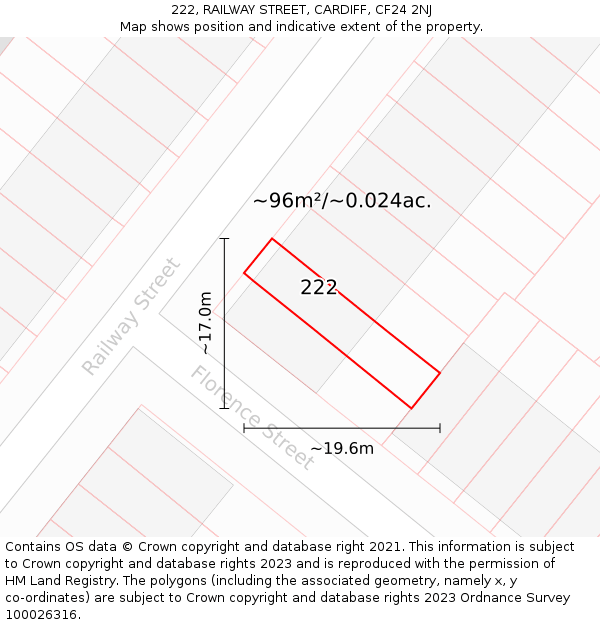 222, RAILWAY STREET, CARDIFF, CF24 2NJ: Plot and title map