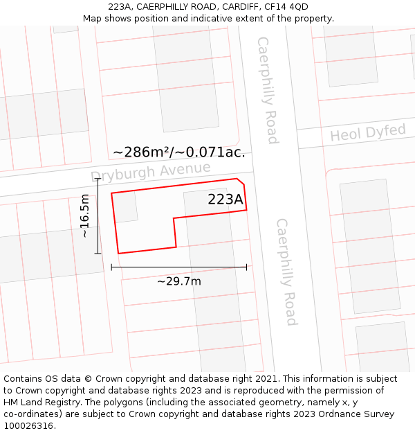 223A, CAERPHILLY ROAD, CARDIFF, CF14 4QD: Plot and title map