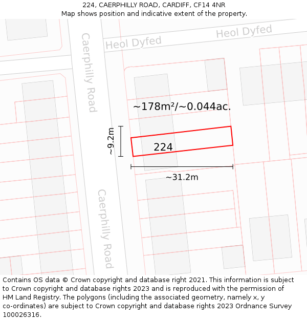 224, CAERPHILLY ROAD, CARDIFF, CF14 4NR: Plot and title map