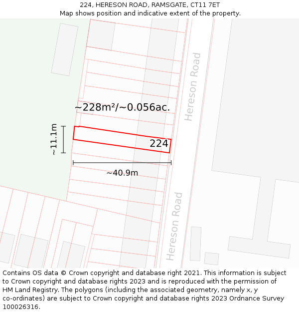 224, HERESON ROAD, RAMSGATE, CT11 7ET: Plot and title map