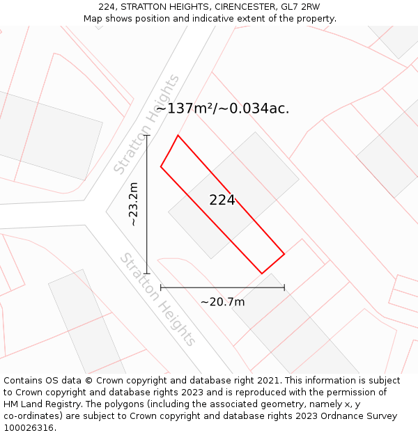 224, STRATTON HEIGHTS, CIRENCESTER, GL7 2RW: Plot and title map