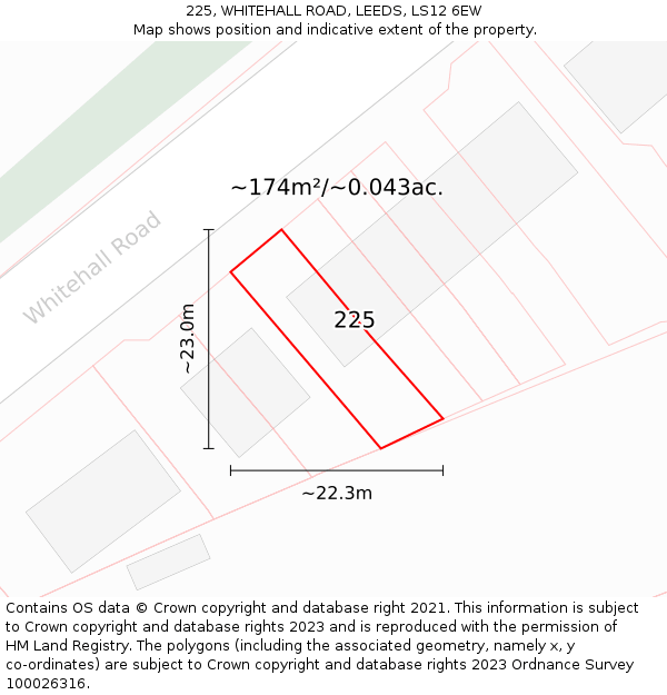 225, WHITEHALL ROAD, LEEDS, LS12 6EW: Plot and title map