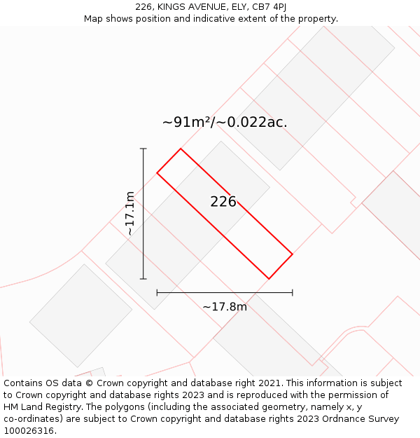 226, KINGS AVENUE, ELY, CB7 4PJ: Plot and title map