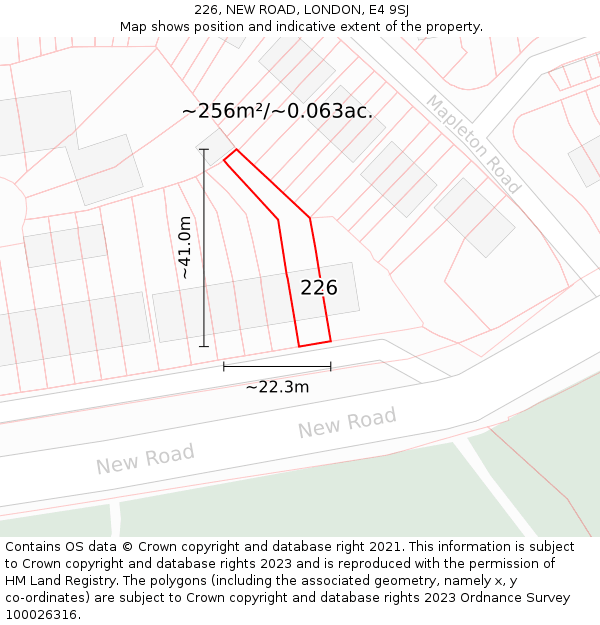 226, NEW ROAD, LONDON, E4 9SJ: Plot and title map