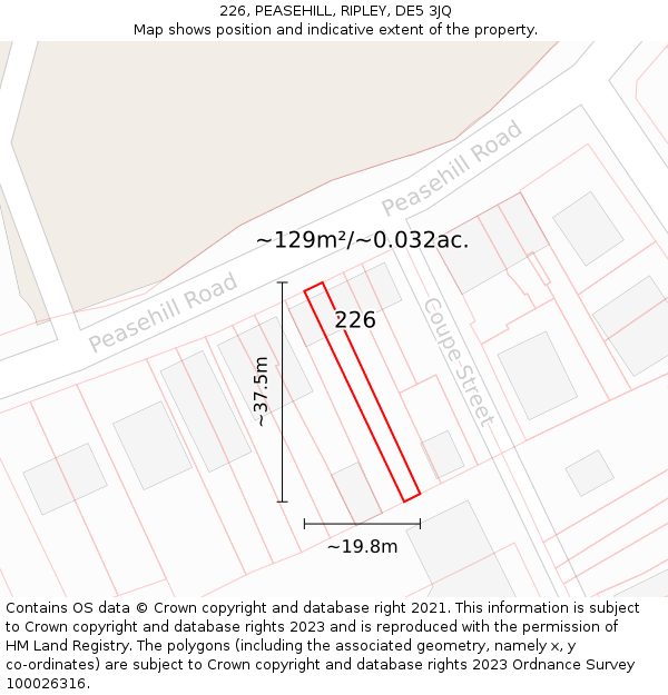 226, PEASEHILL, RIPLEY, DE5 3JQ: Plot and title map