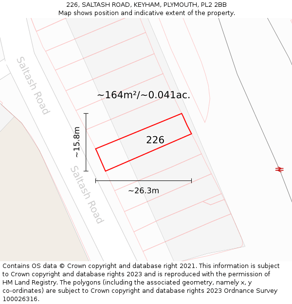 226, SALTASH ROAD, KEYHAM, PLYMOUTH, PL2 2BB: Plot and title map