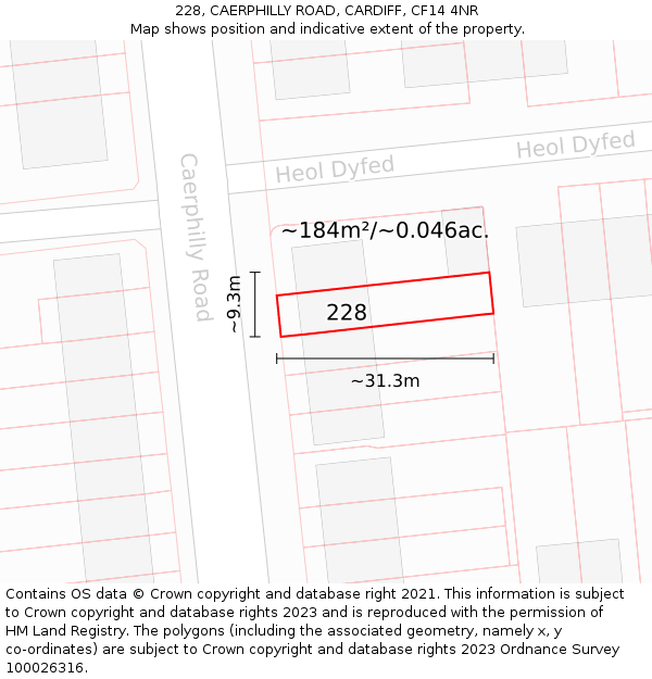 228, CAERPHILLY ROAD, CARDIFF, CF14 4NR: Plot and title map