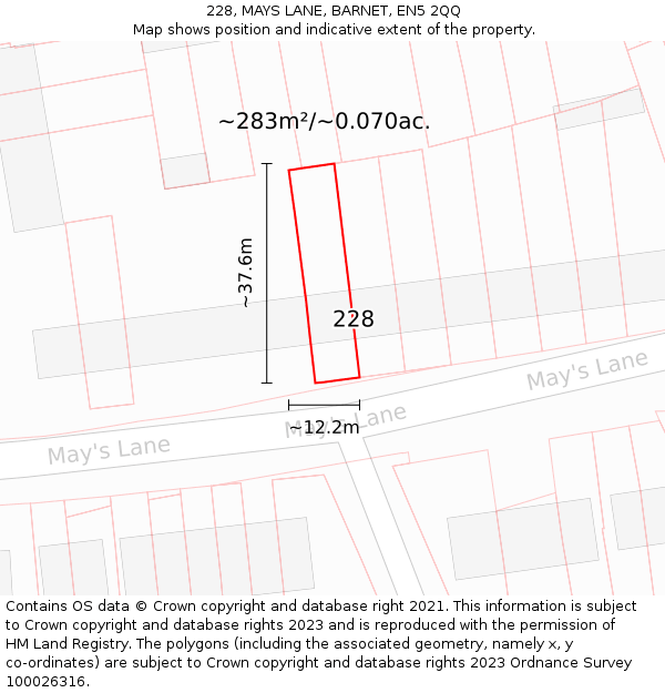 228, MAYS LANE, BARNET, EN5 2QQ: Plot and title map